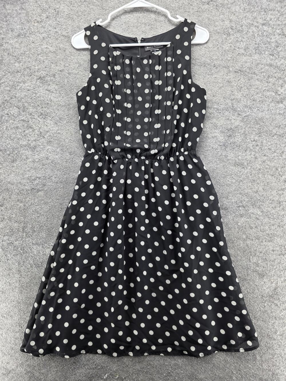 Jessica Howard Dress Womens 6 Polka Dot Sleeveless Pleated Retro Midi